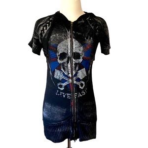 Affliction Los Angeles Short Sleeved Zip Up